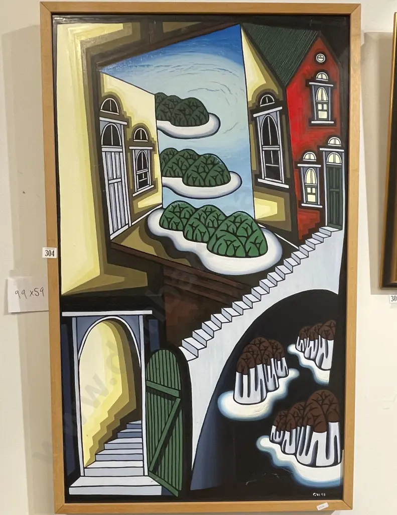 Abstract Architectural Work - Acrylic on Board - Signed GYE Image 1++
