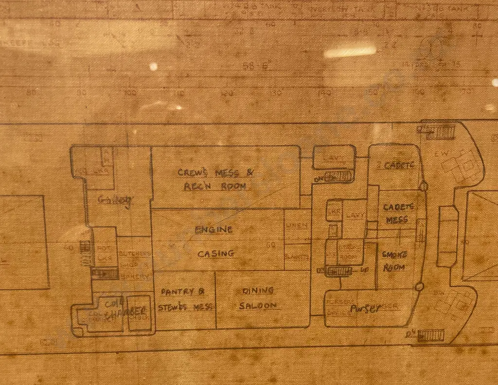 Framed Vintage M.V Kawerau Capacity Plan Image 1++