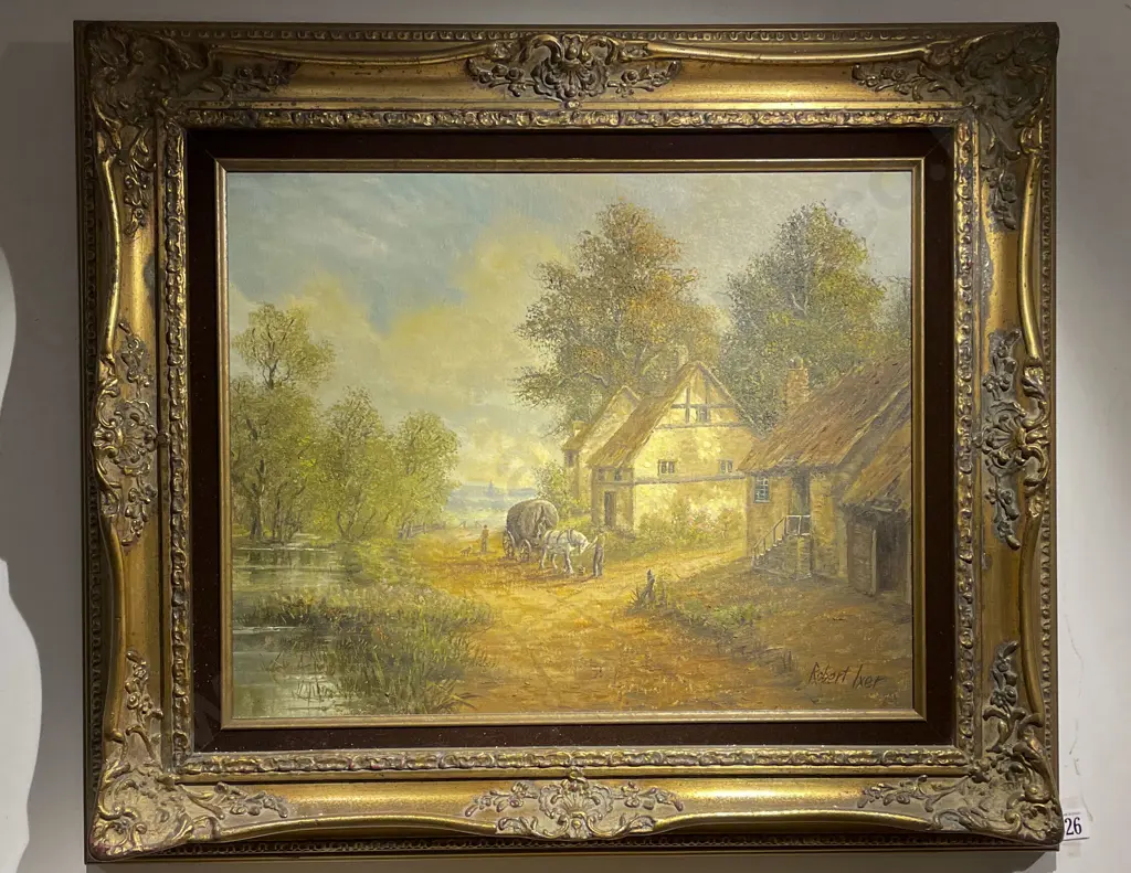 Robert Ixer - Small Hamlet Near Boston Linconshire - Oil on Board Image 1++