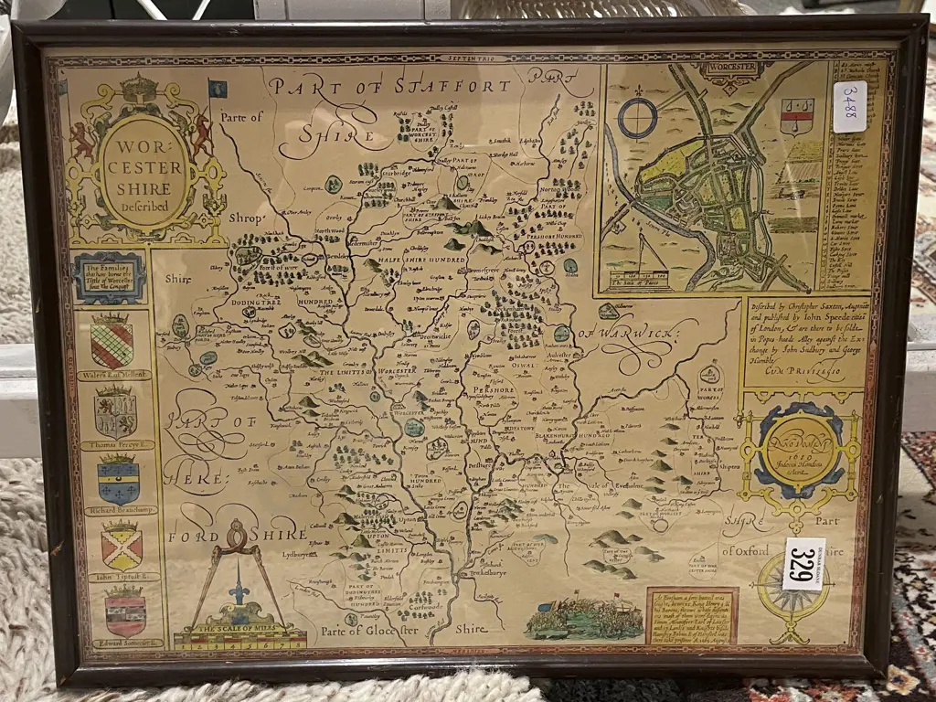 Three Framed Vintage Map Prints Together With Framed Stamp Display Image 1++