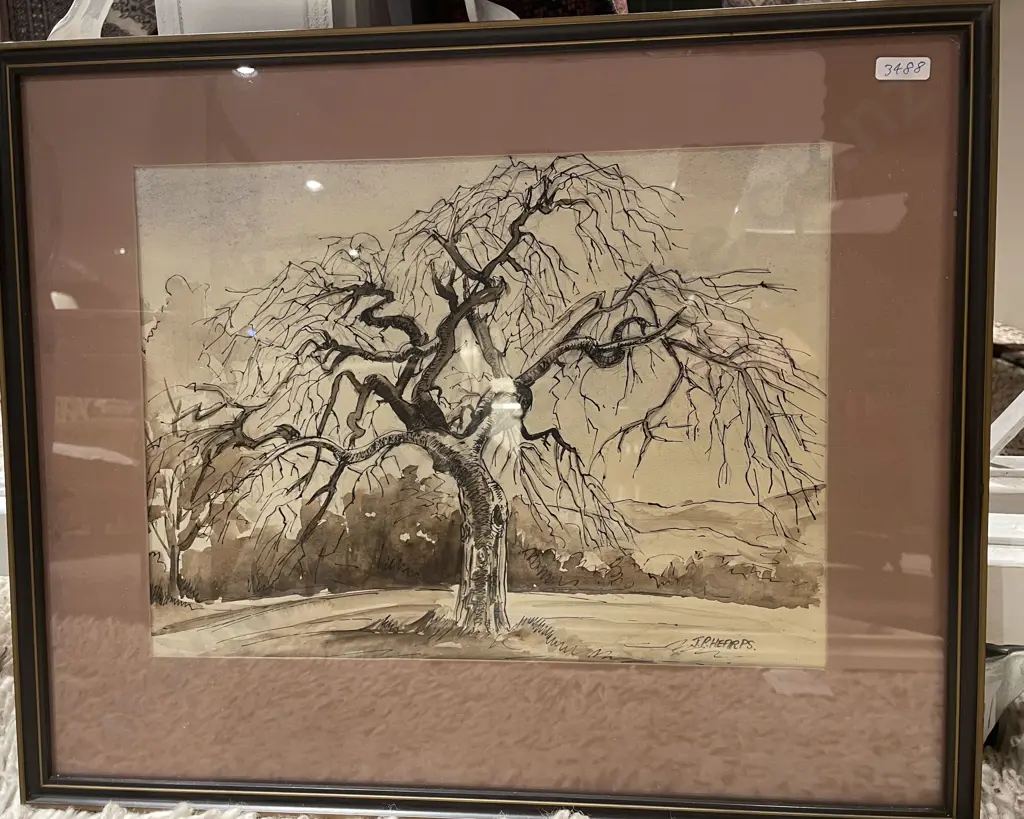 S Henson Oil Together with J P Hefarps W/C and Three Other Works with Empty Frame (6) Image 1++