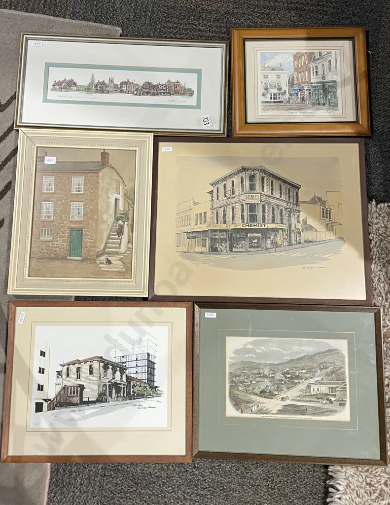 Six Assorted Prints and Originals of Mostly Architectural Studies Image 1++