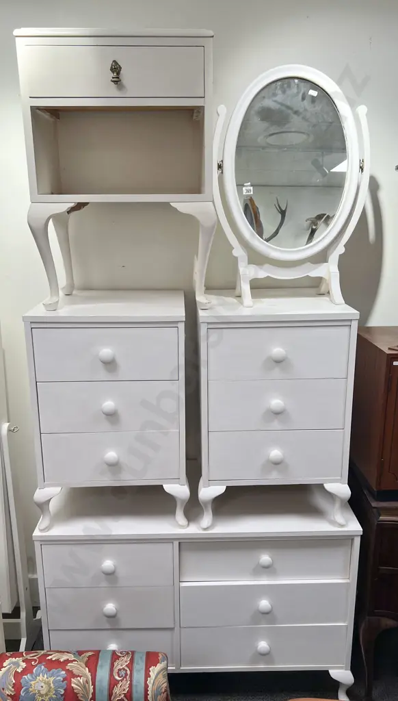 Five Piece White Painted Bedroom Suite Image 1++