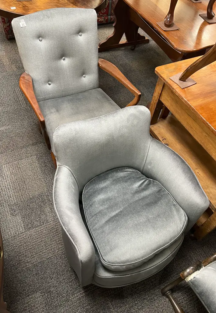 Button Back Arm Chair Together With Small Upholstered Tub Chair Image 1++