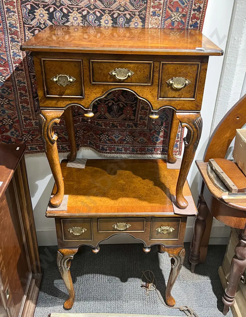 Pair of Geo III Style Burr Walnut Lowboys Image 1++
