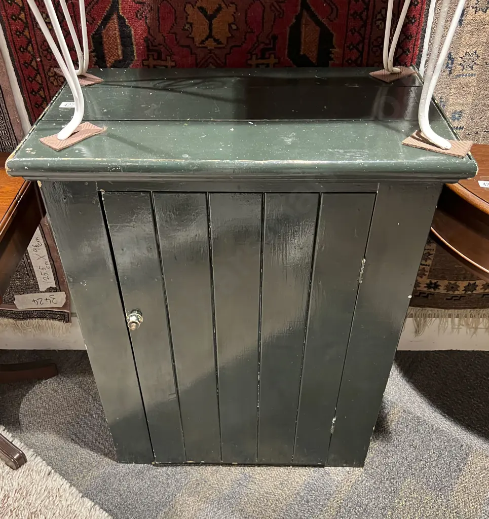 Vintage Green Painted Low Cupboard Image 1++