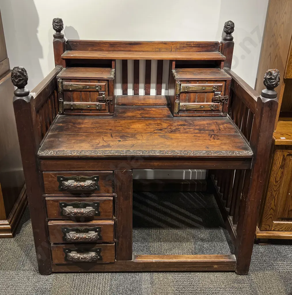 Rare NZ Stained Kauri Ships Desk Image 1++
