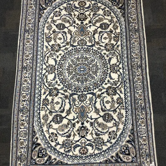 Persian Nain Rug Traditional Design on Ivory Ground