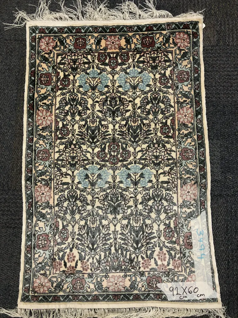 Chinese Silk on Cotton Floral Rug Image 1++