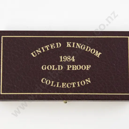 Cased 1984 UK Gold Proof Collection Three Coin Set