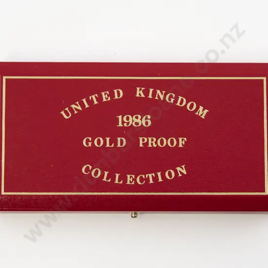 Cased 1986 UK Gold Proof Collection Three Coin Set