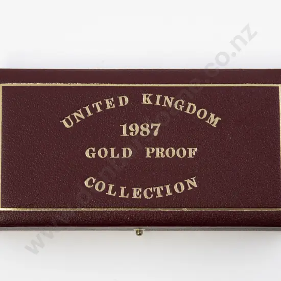 Cased 1987 UK Gold Proof Collection Three Coin Set
