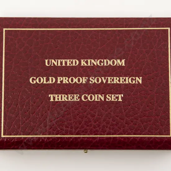 Cased 1990 UK Gold Proof Sovereign Three Coin Set