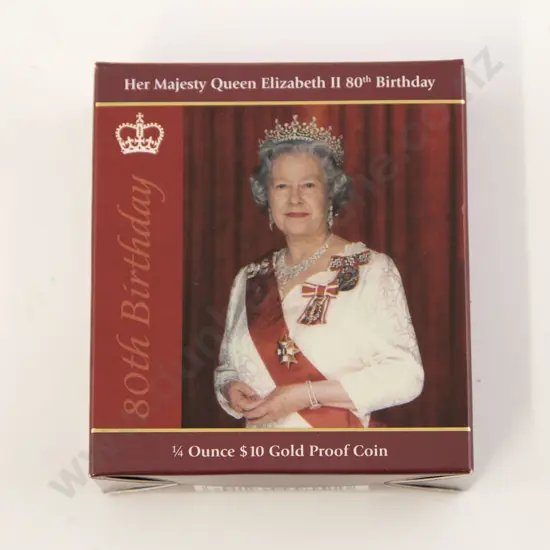 NZ 2006 QEII 80th Birthday Gold $10 Coin