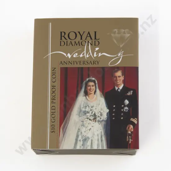 NZ 2007 QEII Diamond Wedding Anniversary Gold $10 Coin