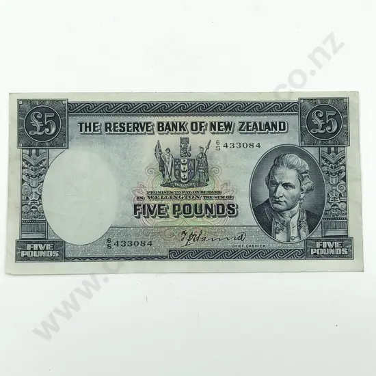 NZ Hanna Five Pound Note 6S/433084