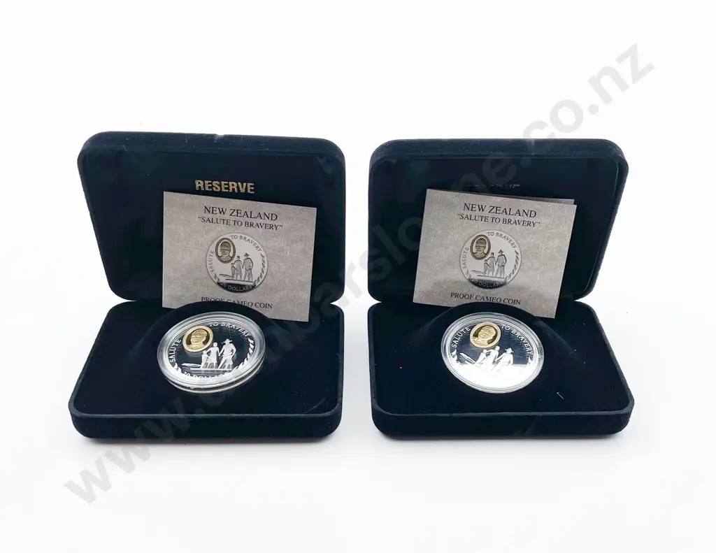 NZ 1995 Salute to Bravery Proof $20 cameo Coin x2 Image 1++
