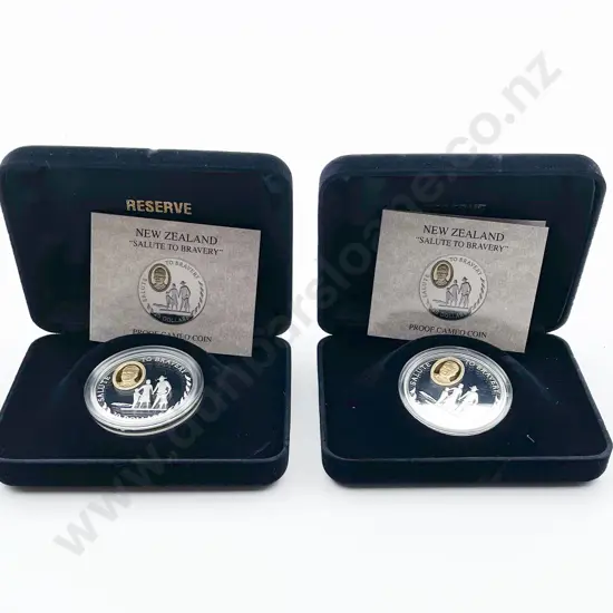 NZ 1995 Salute to Bravery Proof $20 cameo Coin x2