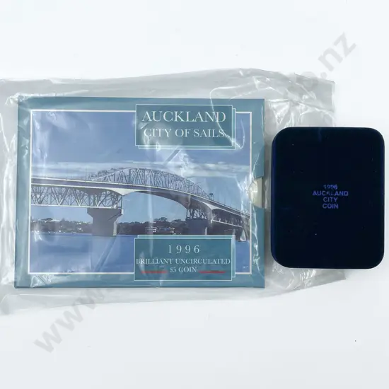 NZ 1997 Auckland City Silver Proof Five Dollar and Unc