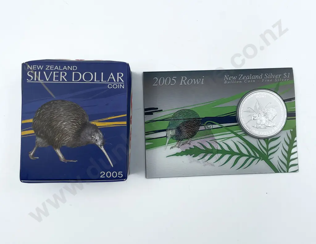 NZ 2005 Rowi Silver Proof Dollar x2 Image 1++