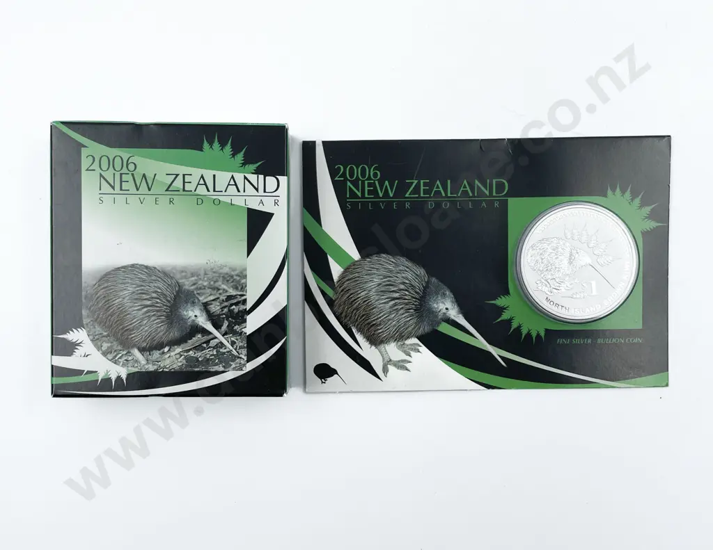 NZ 2006 North Island Brown Kiwi Silver Proof Dollar x2 Image 1++