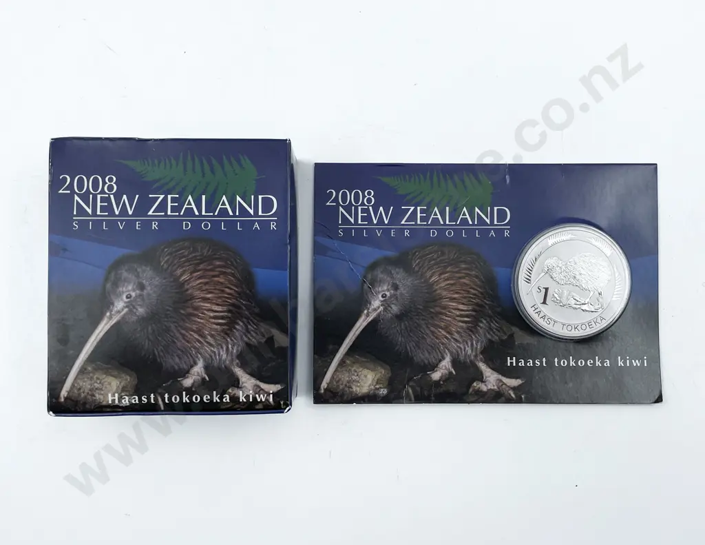 NZ 2008 Hasst Tokoeka Kiwi Silver Proof Dollar x2 Image 1++
