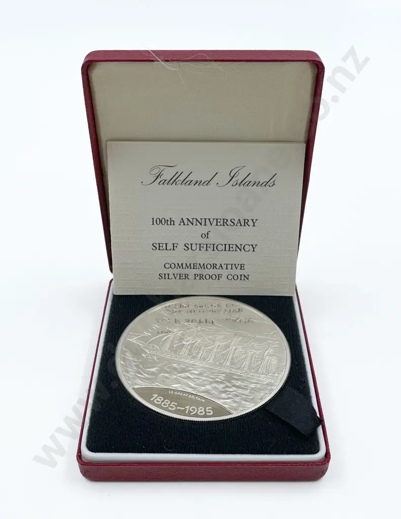 Falkland Island Royal Mint 100th Anniversary of Self Sufficiency £25 Silver Proof Coin Image 1++