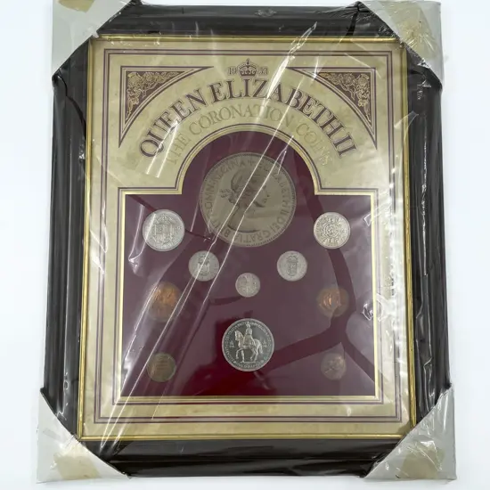 Framed 1953-1971 The Pre-Decimal Currency of Great Britain Coin and Bank Note Collection