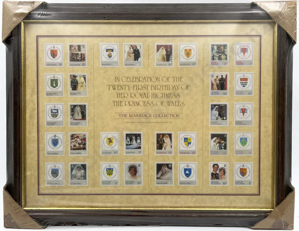 Two Framed Spink Collections Ltd The Portrait and Marriage Stamp Collections Image 1++