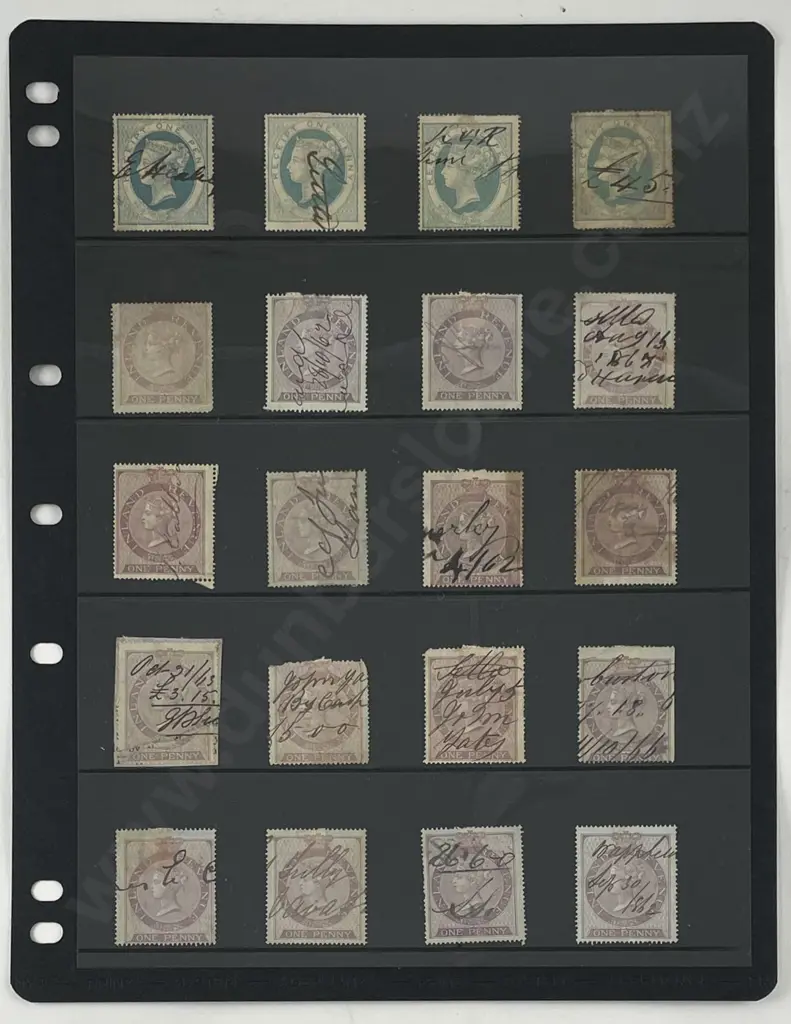 UK Two Sheets Queen Victoria One Penny Inland Revenue Image 1++