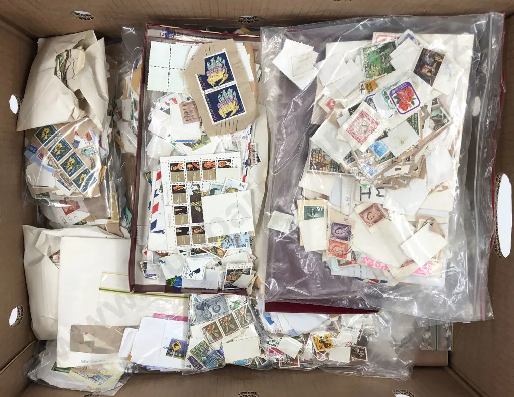 Carton Qty Mainly NZ Loose Stamps Image 1++