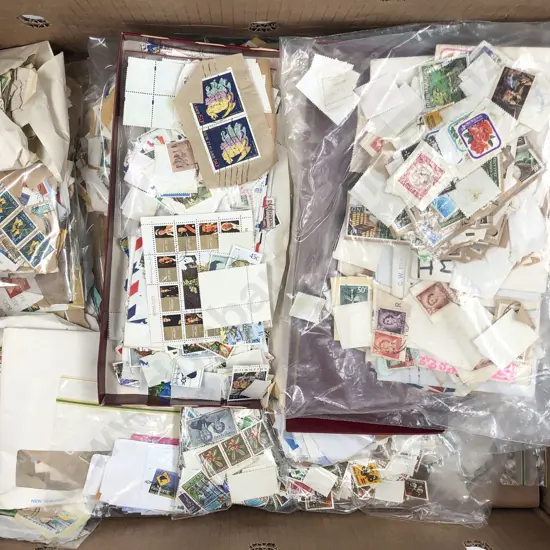 Carton Qty Mainly NZ Loose Stamps