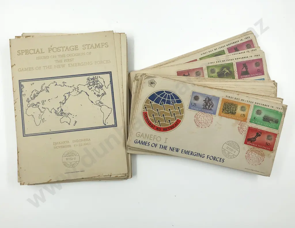 Qty Indonesia FDCs and Special Postage Games of the New Emerging Forces1963 Image 1++
