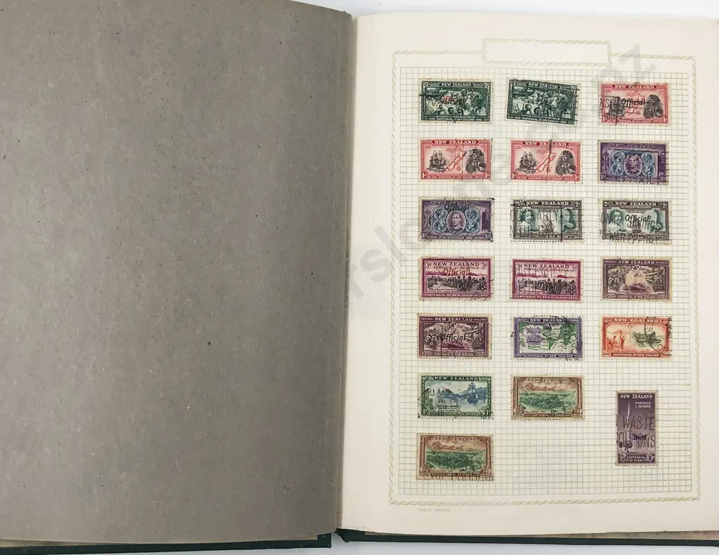 Vintage Album Mainly NZ Pre-Decimal Stamps Image 1++
