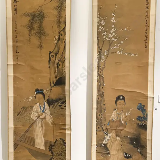 Four Japanese Scroll Works Depicting the Four Seasons