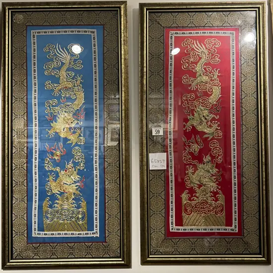 Two Chinese Embroideries on Silk
