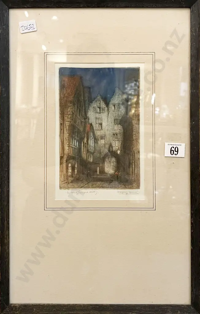 Vintage English Coloured Engraving of Canterbury Street Scene Image 1++