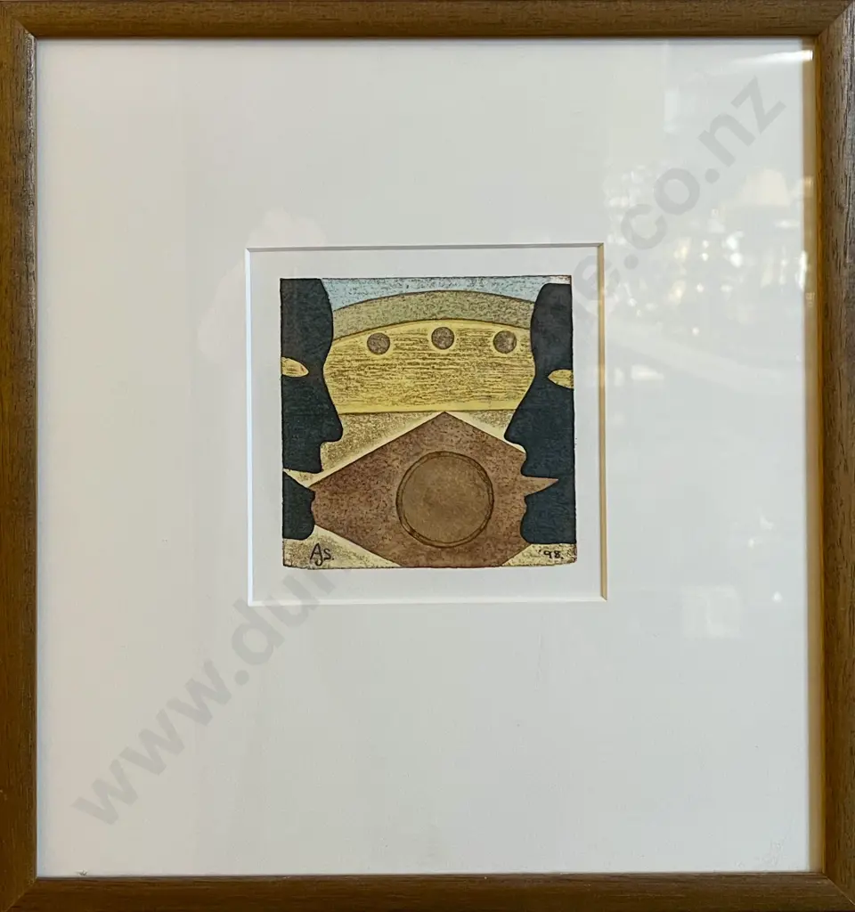 Mary Zohrab - Mt Ruapehu Watercolor Together With Abstract Work Signed A. S. Image 1++