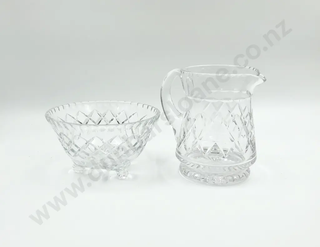 Footed Crystal Bowl Together With Stuart Crystal Jug Image 1++