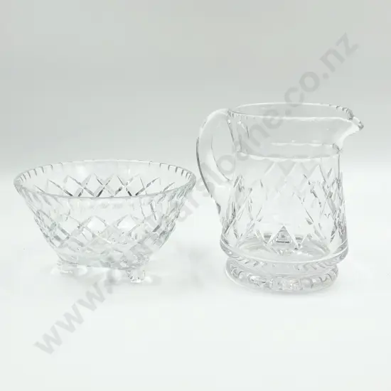 Footed Crystal Bowl Together With Stuart Crystal Jug