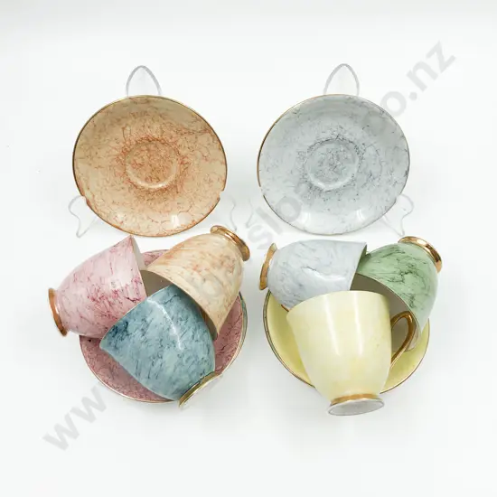 Six Royal Albert "Gossamer" Pattern Cups and Saucers