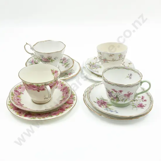 Four Fancy China Trios Incl. Shelley and RD