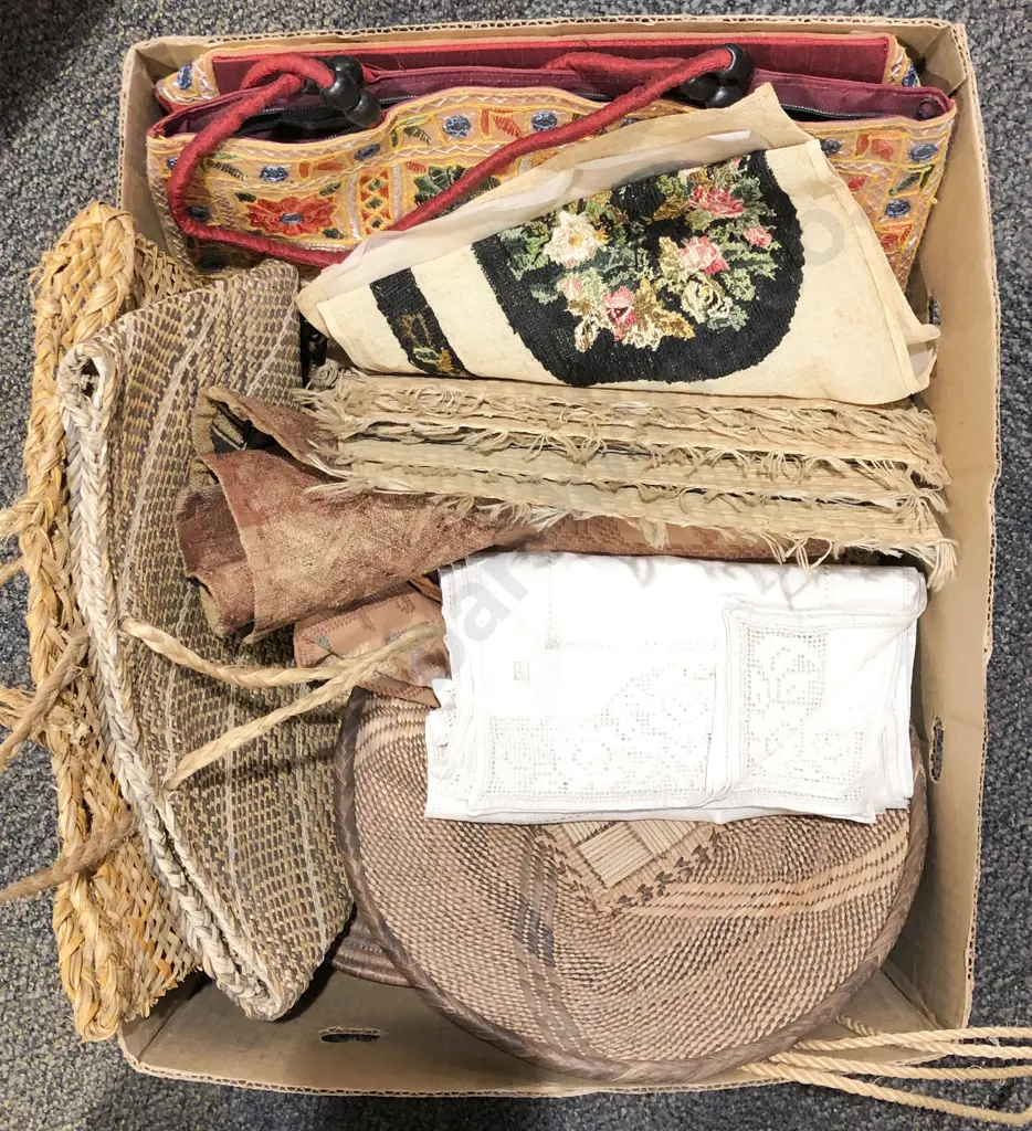 Box of Assorted Woven Bags Etc. Image 1++