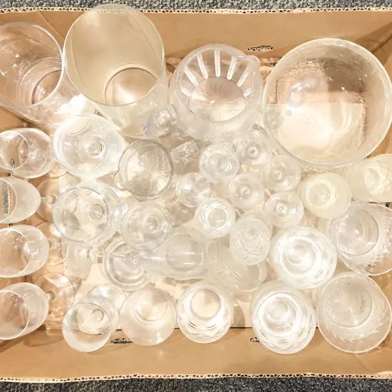 Box of Assorted Crystal and Glassware