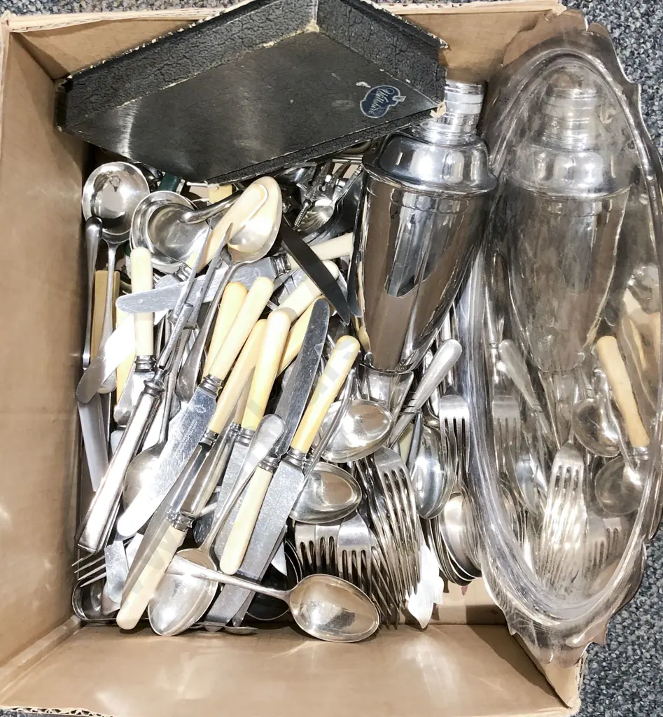 Box of Assorted S/P Cutlery Etc. Image 1++