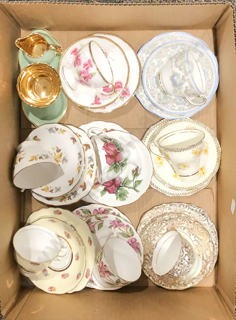 Box of Assorted Fancy China Trios Etc. Image 1++