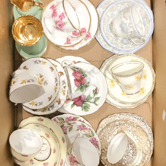 Box of Assorted Fancy China Trios Etc.