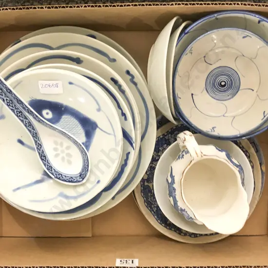 Box of Assorted Blue & White China