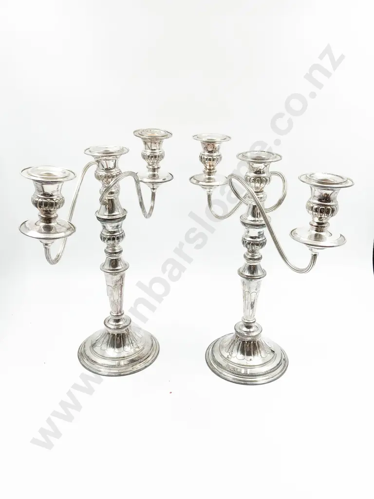 Pair of Three Light S/P Candelabras Image 1++