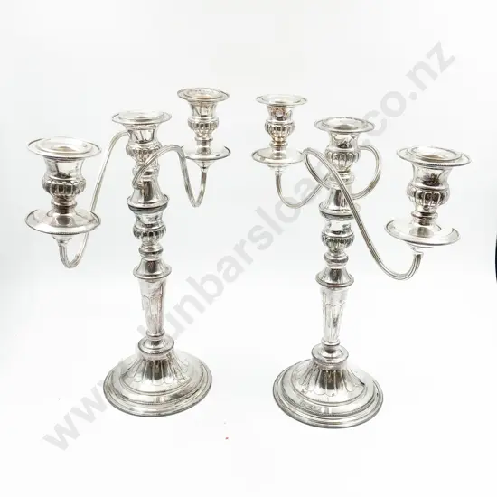 Pair of Three Light S/P Candelabras
